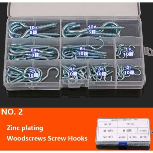 Copper-plated Zinc Question Mark Hook Screw Nail Plus Long Sheeps Eye Screw Hanging Ring Iron Hook Gypsum Board Thread Hook Set