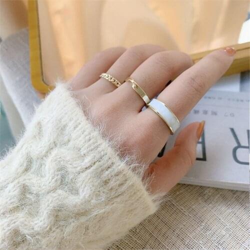 Fashion 3 PCS/set Trendy Copper Open Ring Set For Women European Style Engagement Wedding Party Adjustable Rings Jewelry
