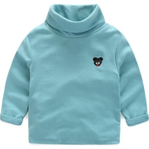 HOT Spring Autumn kids Turtleneck T-shirt Solid color Cotton long-sleeved boys girl baby sweatshirts hoodies children clothing
