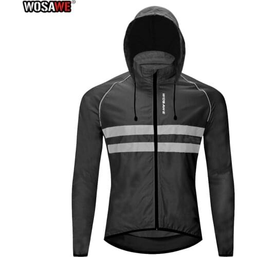 WOSAWE Motorcycle Riding Jackets Hooded Waterproof Reflective MTB Bike Jacket Bicycle Riding Windbreaker