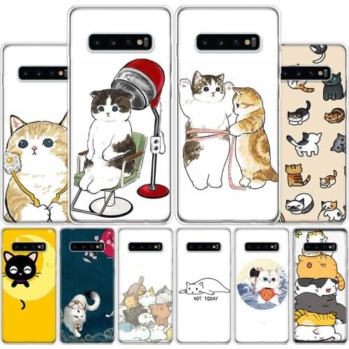 Cartoon Cute Japanese Cats Phone Case For Samsung Galaxy A51 A71 A50S A30S A10 A20E A40 A70 M30S A01 A21 A6 A7 A8 A9 Plus + Cove