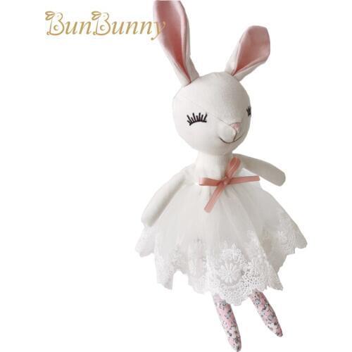 Bunny Girl Soft Toys for Children Nursery Room Decor Premium Baby Comforter Doll Handmade Ballet Rabbit Stuffed Animal Toys