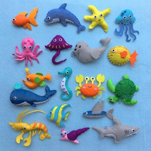 Sealife Fish Toy Doll Non-Woven Felt Fabric Sewing Handmade DIY Material Package Kit Free Cutting diy craft kits for adults