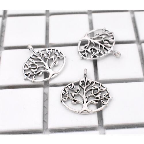 New Fashion 10pcs/lot 27x26mm Antique Silver Plated Tree Charms Pendant DIY Handmade Jewelry Accessories