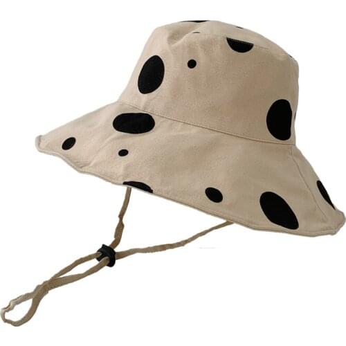 New version big wave dot cotton hemp sunshade hat female sunscreen Big Brim Hat Spring and summer hat Cap female Hat for girls