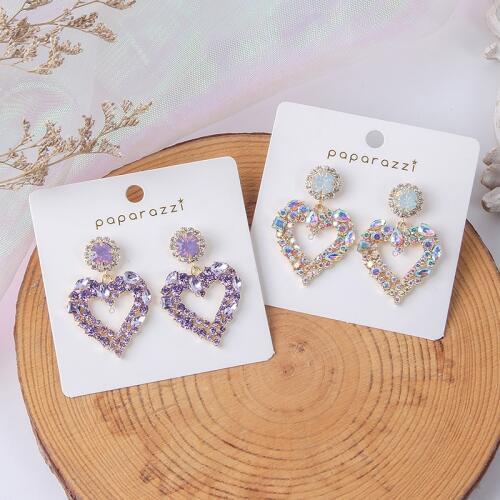 MWSONYA New Korean TV Star New Style Hollow Love Heart Drop Earrings For Women Shiny Rhinestone Fashion Pendientes Jewelry