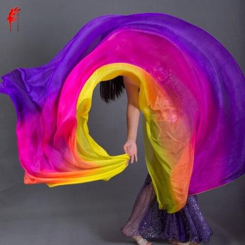 Wholesale purple yellow 100% silk belly dance veil for dancers hand silk veil Belly dance props veil show on the stage S,M,L,XL
