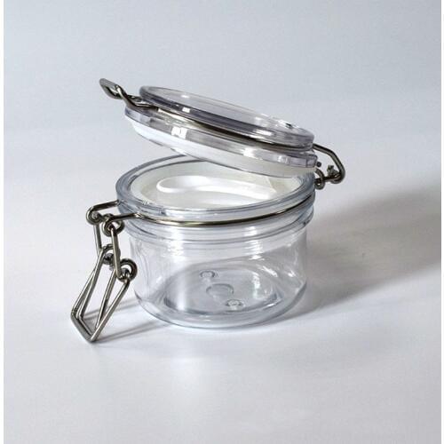 120ML Plastic Round Clip Top Storage Jar With Airtight Seal Lid Kitchen Food Container Tableware Preserving Cosmetic Cream Organ