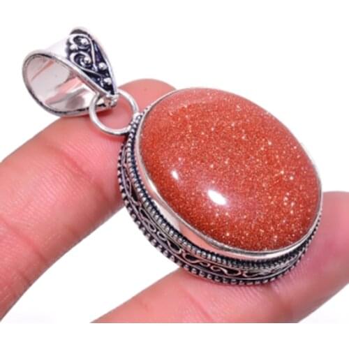 Sun Stone Antique Pendant Silver Overlay over Copper , 50 mm, P5461