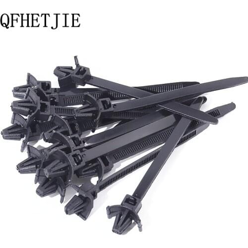 QFHETJIE 100 Pcs Wire Harness Fastener Cable Ties Management Tie-Line For Car Corrugated Pipe Tie Wrap Cable Clamp Clips