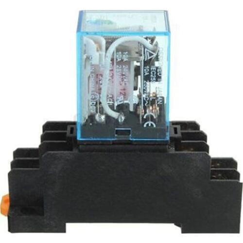 Coil Power Relay 12V DC Miniature Relay DPDT 8 Pins 10A 240VAC LY2 LY2 JQX-13F With PTF08A Socket Base