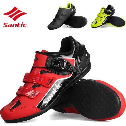 Santic 3 Colors Non-Lock Sports Road Cycling Shoes Men Highly Tapered Hell Cup Rubber Outsole Bicycle Full Breathable Bike Shoes