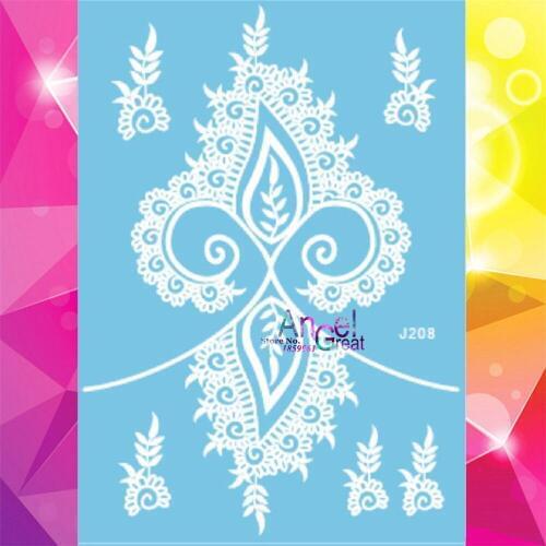 1PC Fire Designs White Ink Henna Temporary Tattoo Paste Women BOdy Art Arm Tattoo Choker Pattern AJ208 Wedding Brides Tatoo Back