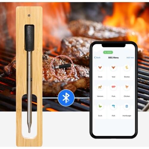 Bluetooth Meat Thermometer Stainless Steel Barbecue Thermometer Digital Oven Temperature Probe For Kitchen Household Supplies
