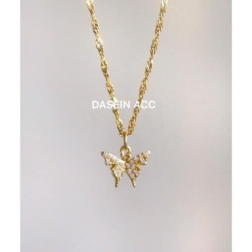 High Quality Charm Necklace Gold Silver Plated Chain Crystal Butterfly Jewelry Pendant Necklace