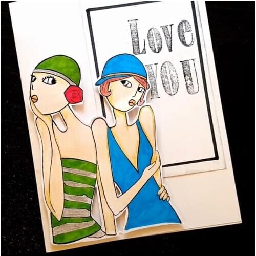 YaMinSanNiO 14*14mm Girl Dolly Clear Stamps for Craft Dies Scrapbooking Card Making Album Embossing Crafts Paper New