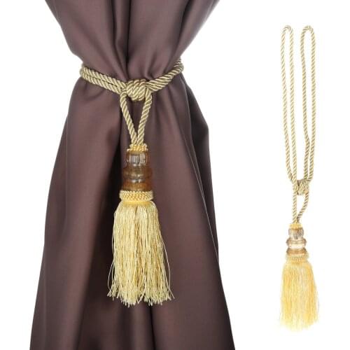 2Pcs Tassels Curtain Hand-Woven Tiebacks Crystal Holdbacks for Bedroom Living Room Patio Sliding Door Window Curtain Decoration