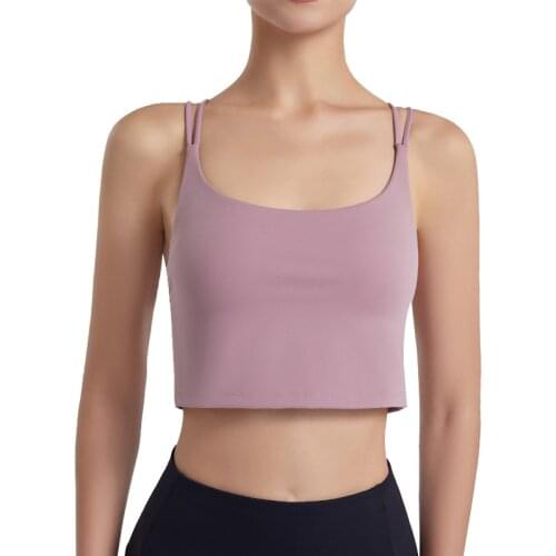 Yoga Vest Womens Sports Bra Fitness Sports Underwear Gym Workout Running Push-Up Cross-Back Crop Bra Solid Color Fitness Top