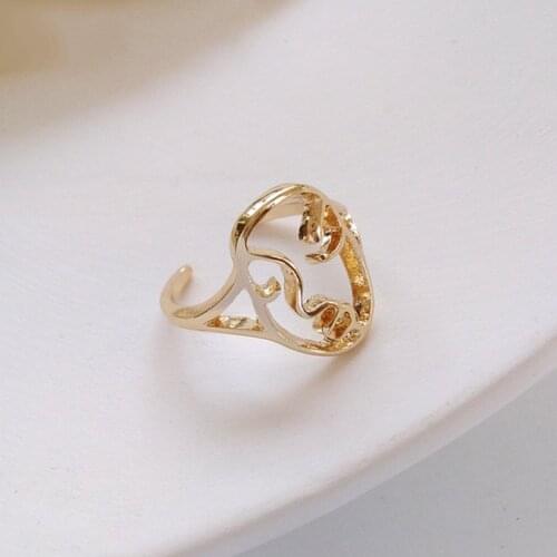 Korean Style Human Face Open Ring For Women Girls Bague Femme Punk Rock Gold Color Adjustable Rings Female Metal Jewelry