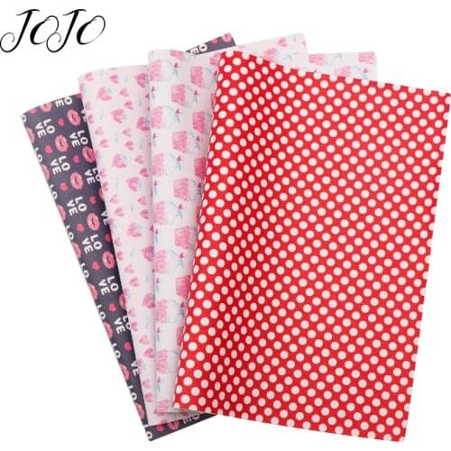JOJO BOWS 22*30cm 1pc Faux Synthetic Leather Fabric PU Leather Printed Sheet For Crafts Bows Needlework Home Textile Decoration