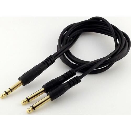 10pcs Gold 6.35mm 1/4" Stereo Male to Dual 6.35mm Mono Male Audio Adapter Cable 1.5m