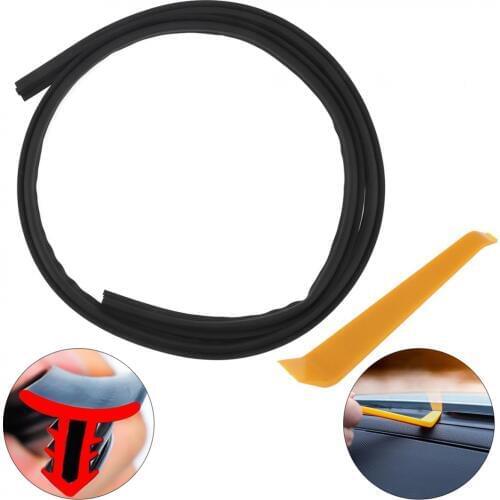 160CM Rubber Both Sides 3 Card Slots Car Instrument Console Prevent Leakage / Dust / Noise Sealing Strip with Installation Tool