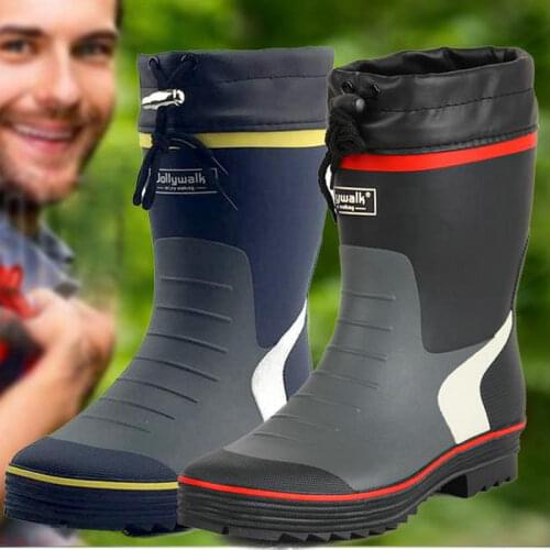 2021 Man Rain Boots Heels Shoes Man Rain Shoes Height Increased Wedges Shoes High Top Fashing Boots Mixed Color 2119