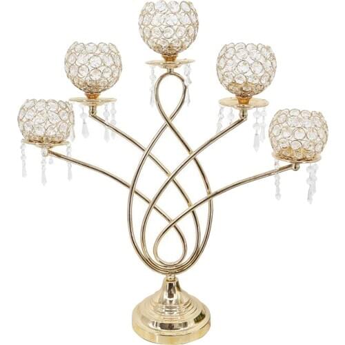 5 Arms Candelabras Crystal Candle Holders for Wedding Centerpieces, Fireplace, Home Table Decorative Candlestick Holders