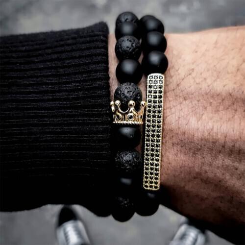 2020 Hot Fashion Royal Crown Men Bracelet Multi-piece Set 26 Styles Stone Beaded Bracelet For Men Jewelry Gift Pulsera Hombre