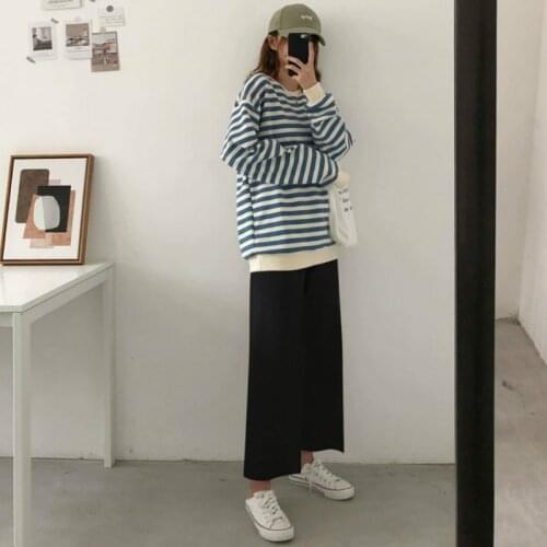 Pants Women Spring Summer Ankle-length Loose Wide Leg Elastic High Waist Oversize Casual Black Elegant Womens Trousers
