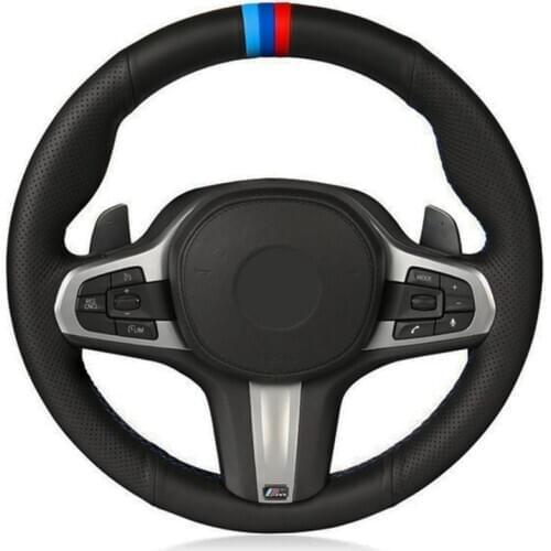 Car Steering Wheel Cover Soft Black Genuine Leather Suede For BMW M Sport G30 G31 G32 G20 G21 G14 G15 G16 X3 G01 X4 G02 X5 G05