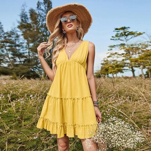Dioflyusa Yellow Summer Dresses