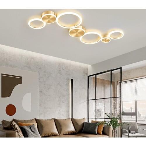 Living Room Ceiling Lamp Simple Modern Golden Ring Room Lamp Nordic Creative Personality Light Luxury Bedroom Light Fixtures