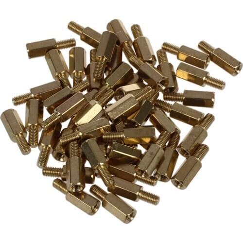 JFBL Wholesale 2016 Highly Commend 50 Pcs Brass Screw Thread PCB Stand-off Spacer M3 Male x M3 Female 6mm