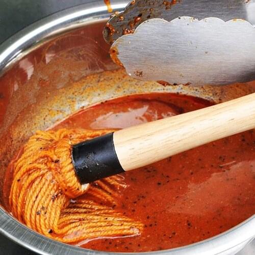 K5DC Grill Basting Brush BBQ Mop Professional Barbecue Brush Basting Mops Cotton Fiber Head Natural Hardwood Handle Dish Mop