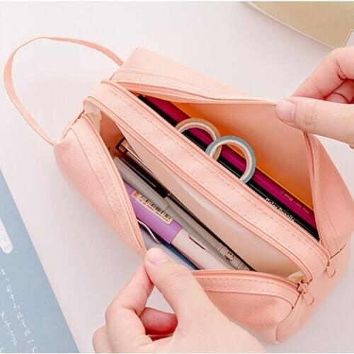 Kawaii Large Capacity Pencil Case for Girls and Boy Fabric Pen Box Pouch Stationary School Supplies Pencil Bag