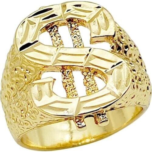 Classic Hip Hop Rock US Dollar Sign Hollow Rings For Men Jewelry Gift