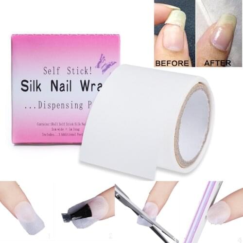 1Roll 3*100cm Adhesive Silk Nail Wrap Reinforce Nail Protector White Nail Art Tool