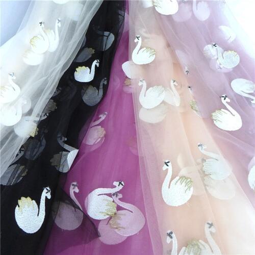 1 Yard 91x140cm Lovely Soft Tulle black Swan Drawing Lace Fabric For Wedding Dress Costume Design Indian Lace Fabric
