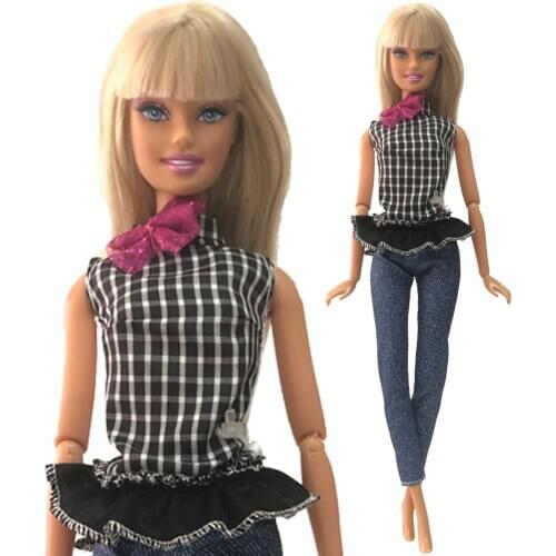 NK Newest Doll Fashion Clothing Long Denim Trousers Casual Minimalist Style Clothing Casual Dress For Barbie Doll Best Gift 68A