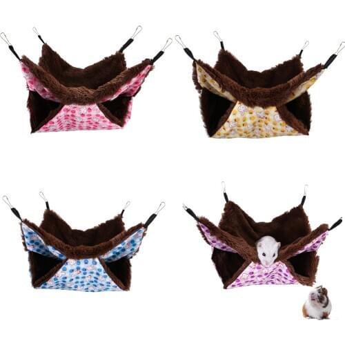 Small Pet Hanging Bed Soft Coral Fleece Cat Hammock Kitten Cage Beds Cover Cushion Double Layer Squirrel Hamster Sleeping Mat
