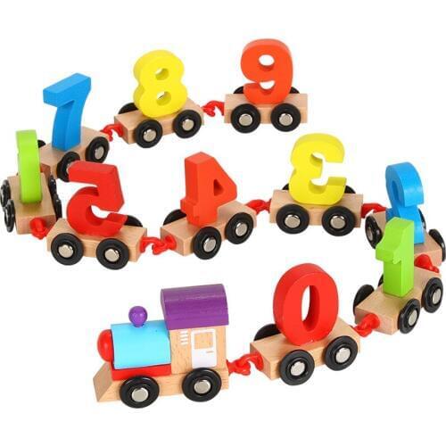 Small Wooden Letter Magnetic Train Digital Slides Toys Christmas Gifts Jigsaw Educational Toy Puzzle For Kids Color Cars M66