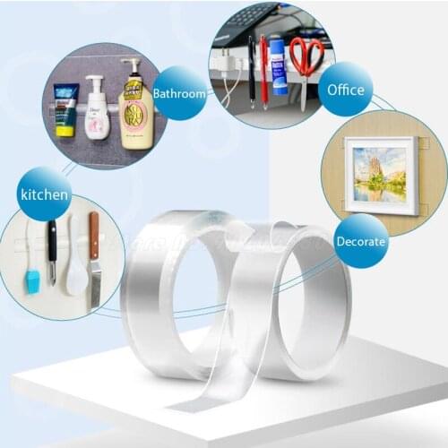 Monster Tape Waterproof Wall Stickers Reusable Heat Resistant Bathroom Home Decoration Tapes Transparent Double Sided Nano Tape