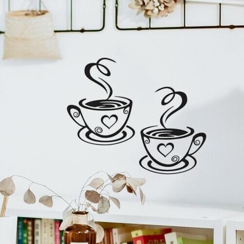 Coffee cup wall sticker design is beautiful, tea cup room decoration kitchen decoration wallpaper sticker Environmental PVC