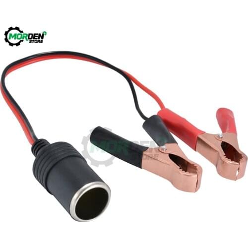 New 12V Power Car Cigarette Lighter Female To Alligator Clips Extension Connector Terminal Clip-on Battery Adapter Auto Socket