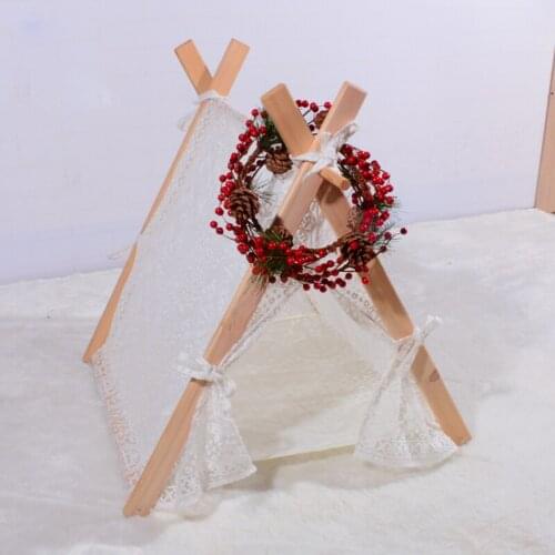 New design square design lace cotton pet nest Pet play House play teepee tent lovely warm dog play bed