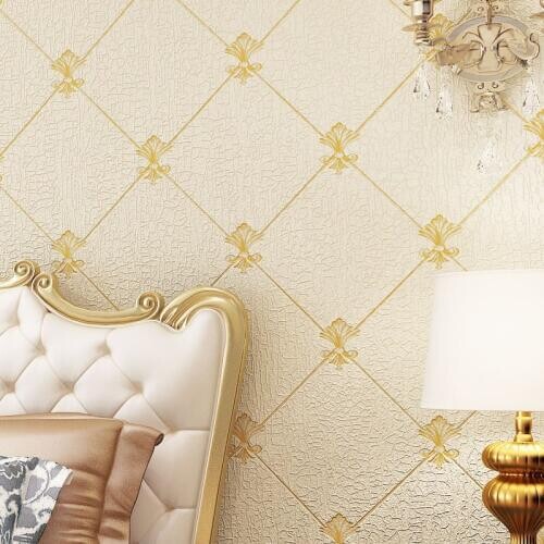 Beibehang Living room TV background Wallpaper 3D Stereo Soft Case Deer leather European luxury luxury lattice wallpaper roll