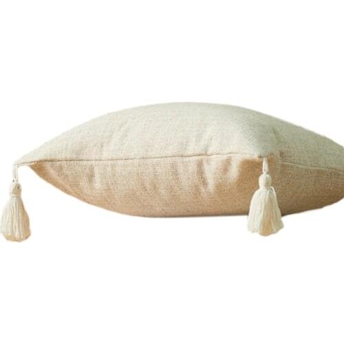 Solid Color Cotton Linen Tassel Cushion Pillow Cover Handmade Throw Pillow Covers Home Decor Backrest Cushion Case