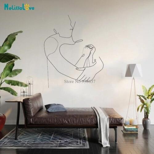 Couple Hug Decal One Line Art Mordern Living Room Home Decor Removable Vinyl Wall Stickers BD653
