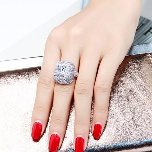 Full crystal square ring Black Red white stones good looking pretty jewelry women rings top quality new jewellery